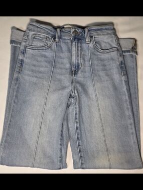 Risen High Rise Straight Jeans Size 26 Cuffed Hem NWOT